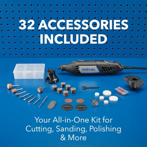 Image of Dremel 4000-2 /32 Rotary Tool Kit - Engraver, Polisher, and Sander - Ideal for Cutting, Detail Sanding, Engraving, Wood Carving, and Polishing - 2 Attachments & 32 Accessories