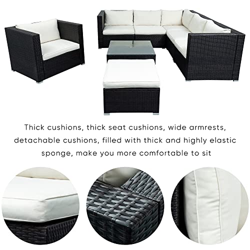 Merax 8-Pcs Wicker Conversation Furniture Set, Patio Sofa And Table Set W/Outdoor Rattan Sofa Set For Balcony Backyard, Wicker Chair Set With Coffee Table #TOP3