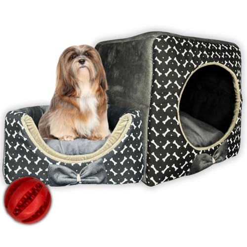 Cama Toca Iglu Pet Preto Grande + Bolinha Multifuncional Casinha ...