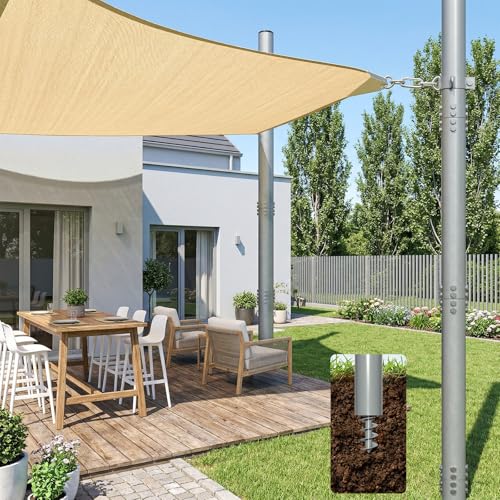 Shade Sail Poles 2 Pack, 12 FT Heavy Duty Steel...