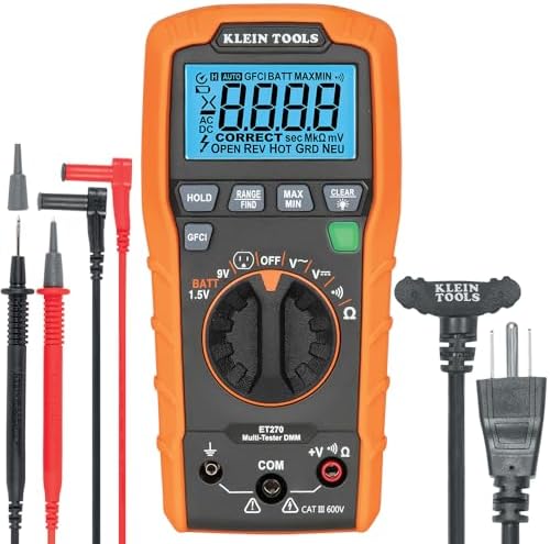 Digital Multi-Tester, Multimeter w/Receptacle Tester
