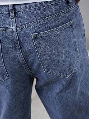 Image of AVANOVA Men's Slant Pocket Wide Leg Jeans - Casual Loose Fit Denim Pants, Cotton Blend Trousers with Slant Pockets for Daily & Streetwear (Jeans-139)