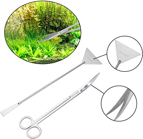 Aquarium Plant Scissor Tweezers Spatula Tool - Fish Tank Tool Kits Stainless Steel Aquatic Plants Aquascaping Tools Set For Fish Starter Kits & Aquariums Tank(5 In 1) #TOP5