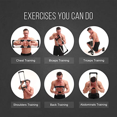 GoFitness Push Down Bar Machine - Chest Expander at Home Workout Equipment, Arm Exerciser - Portable Spring Resistance Exercise Gym Kit for Home, Travel or Outdoors - Thumbnail 7