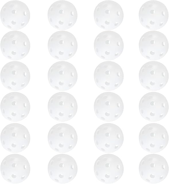 TOYANDONA 24pcs Plastic Practice Golf Balls Hollow Plastic Golf Training Balls Colored Airflow Golf Balls for Swing Practice Driving Range Home Use Indoor (White)