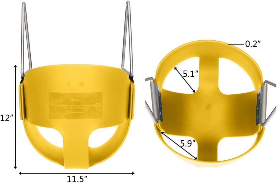 Swing Set Stuff Highback Full Bucket Seat,Swing Set Stuff,High Back Full Bucket Swing Seat with Finger Grip, Plastic Coated Chains and Carabiners for Easy Install,330.69lbs Capacity (Yellow)