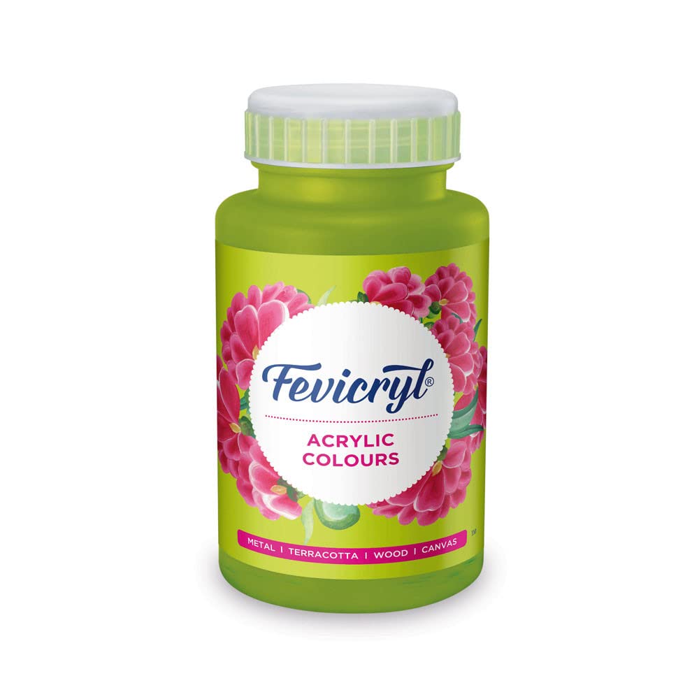 Fevicryl Acrylic Colour Greenery 500ml | Art & Craft, DIY, Rich Pigment, Non-Craking Paint for Canvas, Wood, Leather, Earthenware, Metal | Ideal for School Projects, Hobbyists, Artists