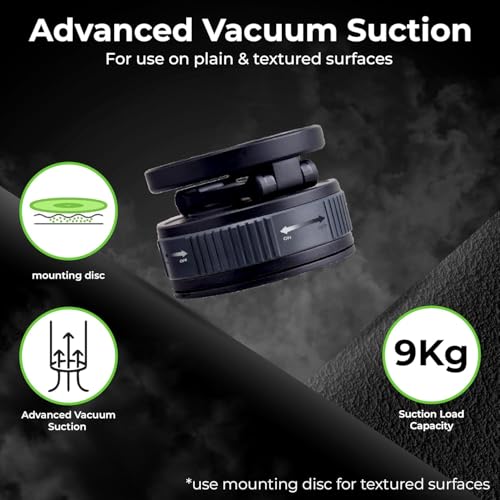 Image of RIGGEAR Vacuum Suction Magnetic Phone Mount, 360 Rotating Foldable Mobile Holder for Car, Office Desk, Mirror, Kitchen & Gym Use(AstroNova Black Grey)
