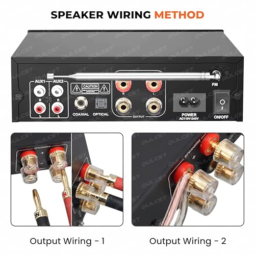 Image of Dulcet DC-CDA200X Hi-Fi Class-D 200W Dual Channel Stereo Amplifier | Bluetooth, USB, TF Card, FM, AUX, RCA, Mic, Optical & Coaxial Input | Mic & Echo Control | Built-in Equalizer | Big LED Display
