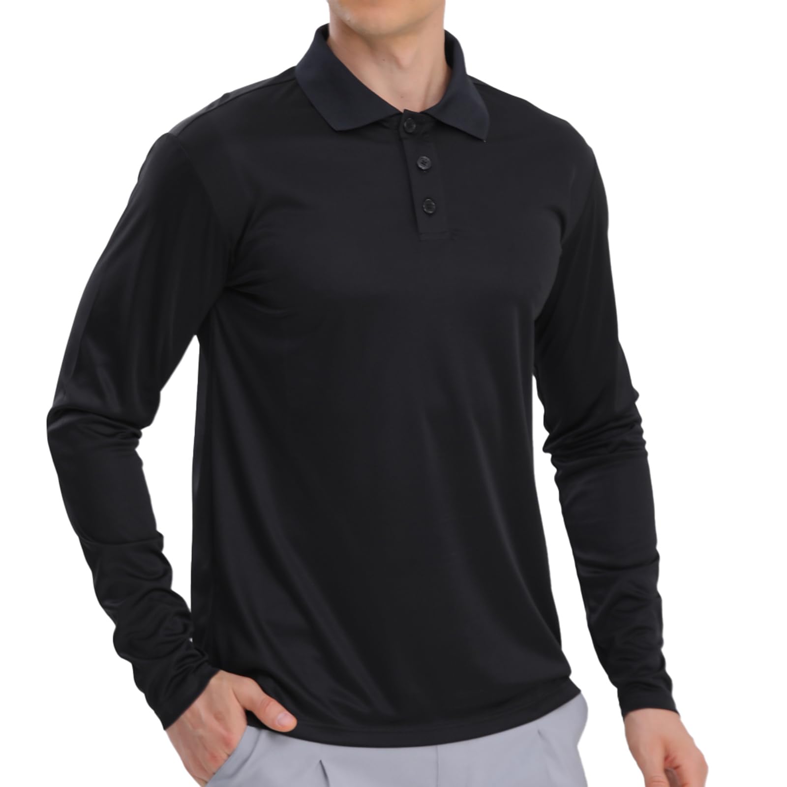 Herren-Golf-Polo-Shirts, 1er-Pack/4er-Pack, langärmelig, schnelltrocknend, athletisch, lässig, leistungsstark, für Herren