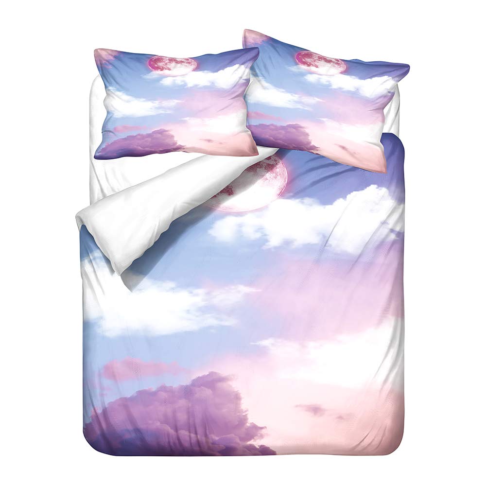 Housse de couette 200x200cm Hiser avec taies motif nuage 3D crépuscule