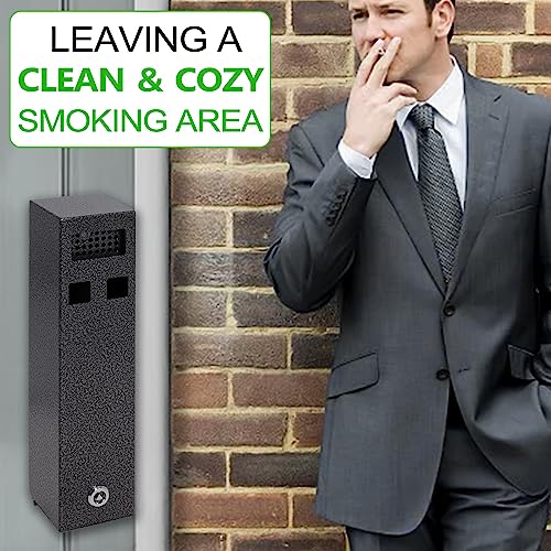 Aschenbecher Wandmontage 2 Stück, Wandaschenbecher für Draußen Verschließbar, Wand-Aschenbecher aus Verzinktem Blatt Quadratischer für Restaurants, Hotels und Büros(Rauchgrau)