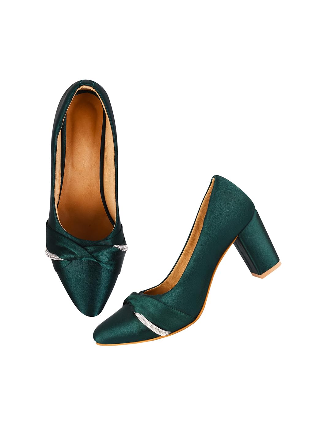 Chunky Heel Bellies Women's Fashion Pointed Block Heel Pump Shoes for Party and Formal Occasions-image-17