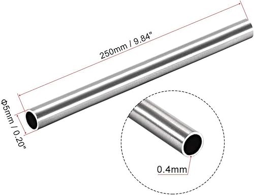 Miniatura 4 de 4 tubos de acero inoxidable 304 de 0.197 in de diámetro exterior de 0.016 in de grosor de pared de 9.843 in de longitud, 0.2 pulgadas de diámetro