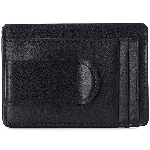 Image of Alpine Swiss RFID Dermot Money Clip Front Pocket Wallet For Men Leather York Collection Smooth Finish Black
