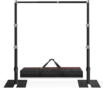 Jiang&Rong 10ft x 10ft Adjustable Pipe and Drape Backdrop Stand KitBlack | Heavy Duty Pipe and Drape Backdrop Stand for Wedding, Birthday Party, Banquet Decorations