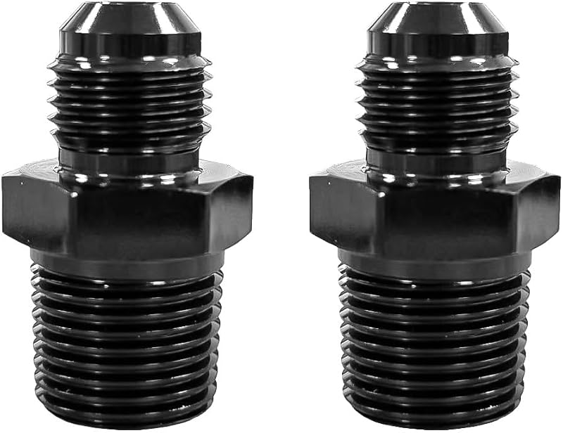 Adaptador de conexão 6AN macho para 3/8" NPT macho lanstixr em alumínio preto anodizado – 2 unidades