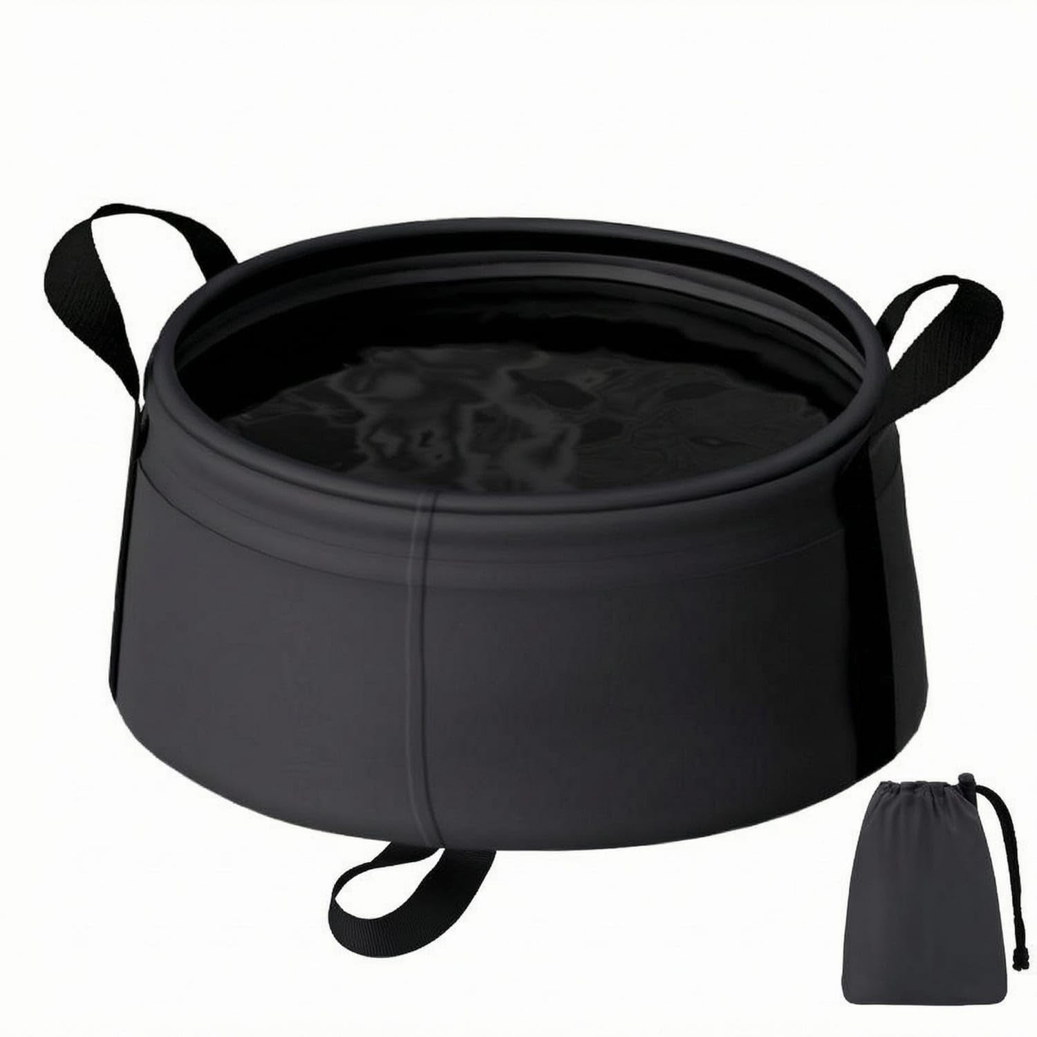 Compact Storage Collapsible Basin Carry Handles Folding Basin Drawstring Pouch Household Container Space-Saving, Black|Sporting Goods|Outdoor Sports-image-24