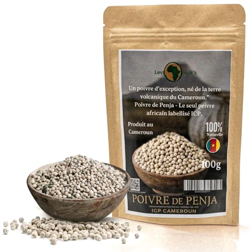 Levl Origin – Poivre Blanc de Penja Premium 100g | Authentique Épice du Cameroun | Poivre Blanc Gourmet Naturel | Idéal Cuisine, Viandes, Sauces & Assaisonnement.