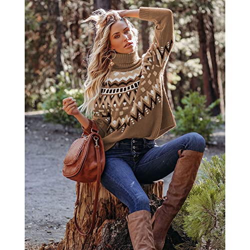 Image of JUNBOON Women's Casual Leopard Print Knitted Pullover Sweaters Long Sleeve Crew Neck Jumper Tops