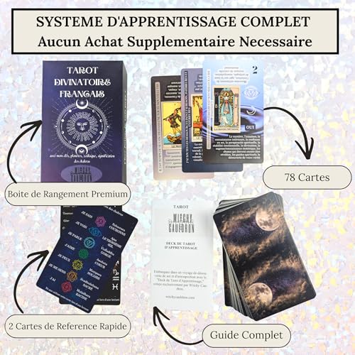 Image of Witchy Cauldron Carte de Tarot en Francais | 78-Card Beginner Tarot Deck with Meanings & Guidebook | Jeu de Tarot Francais Rider-Waite, Cartes avec Significations