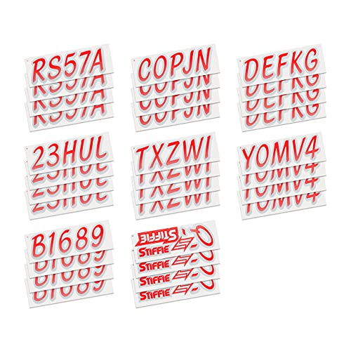Image of STIFFIE Whipline Red /Silver 3 inch Boat & PWC Registration Decals • Numbers Letters Stickers
