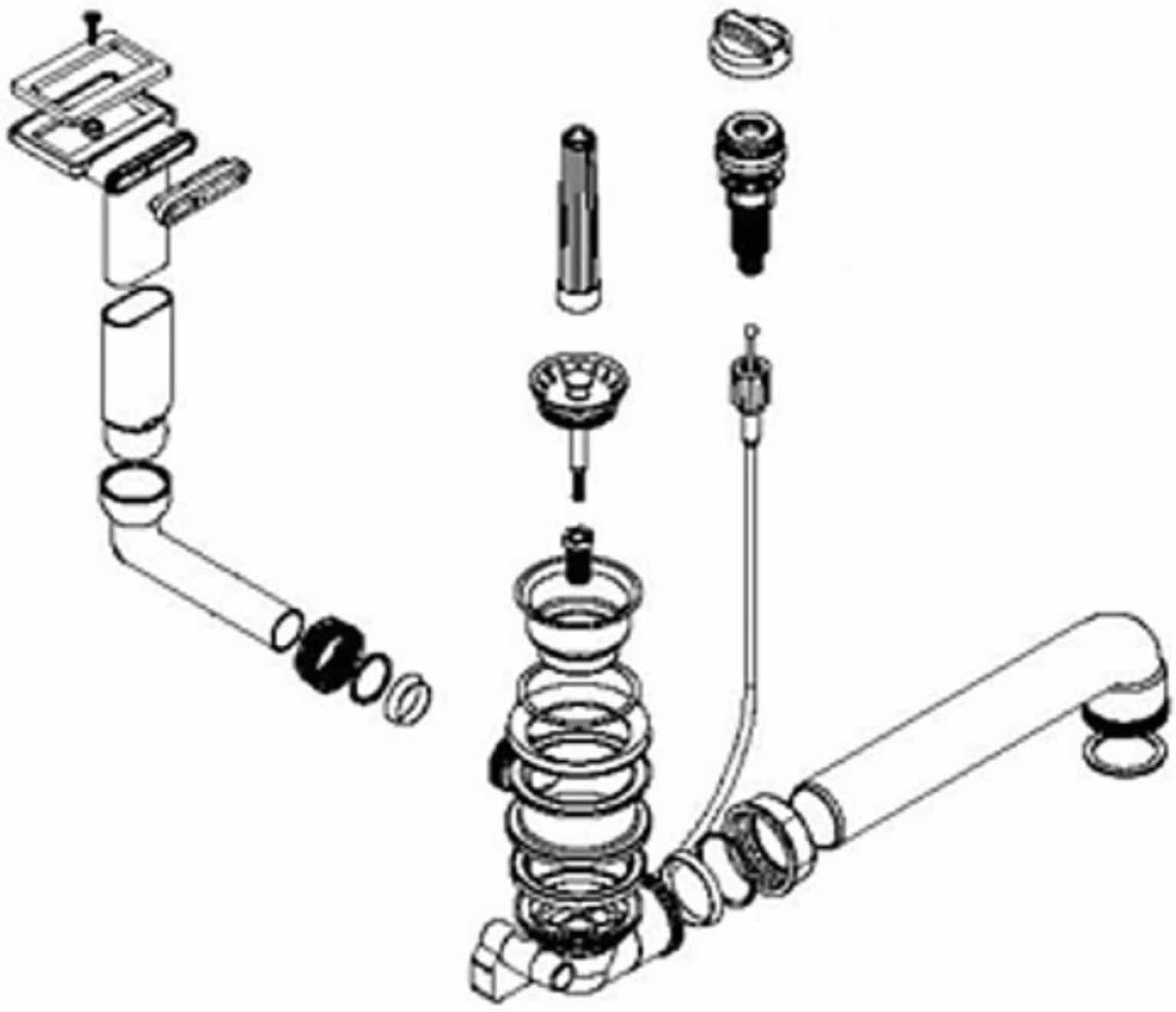 Drain fitting suitable for the Franke EFX 614 built-in sink with strainer basket centre valve 1 1/2 inch with straight overflow.