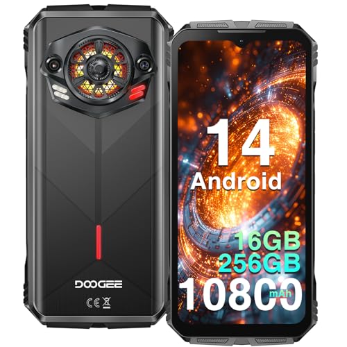 DOOGEE S Punk Rugged Smartphone Android 14, 16GB+256GB/1TB, 10800mAh 33W Charging, 126dB Super Speaker, 50MP+16MP, 6.58