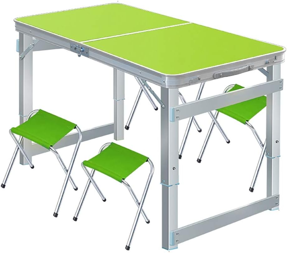 Folding Table and Chair Set, Portable Outdoor Stall Table, Home Dining Table, Study Desk, (Table×1+Chair×4) for Home, Outdoor, 3 Colors (Color : A)