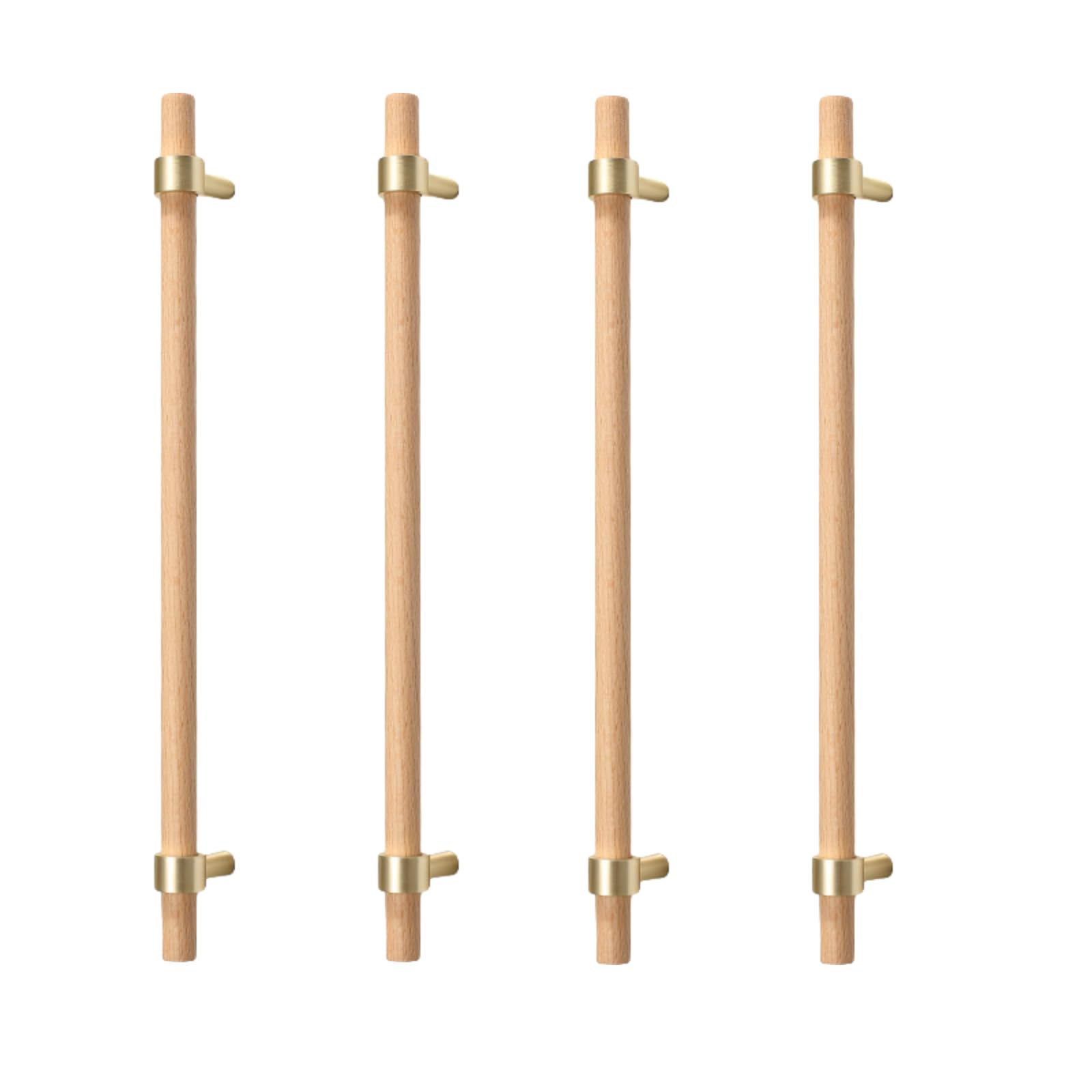 ITTRUH Wood Drawer Knobs,Dresser 4Pcs Beech Copper Brushed Solid Handle Cabinet Door Log Wardrobe Chinese(224mm)