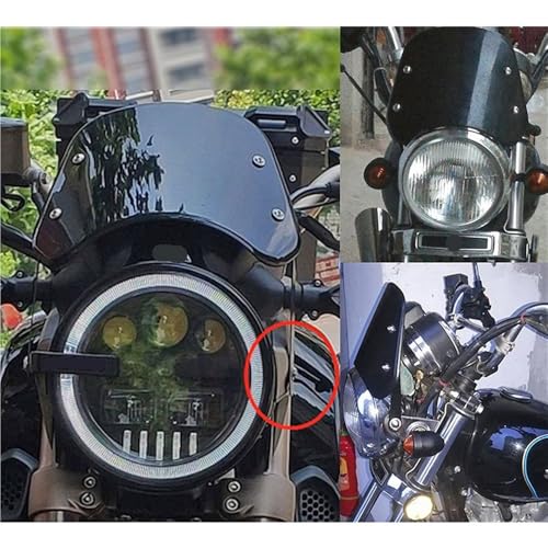 Déflecteur pare-brise phare rond 5 7 pouces saute vent universel moto