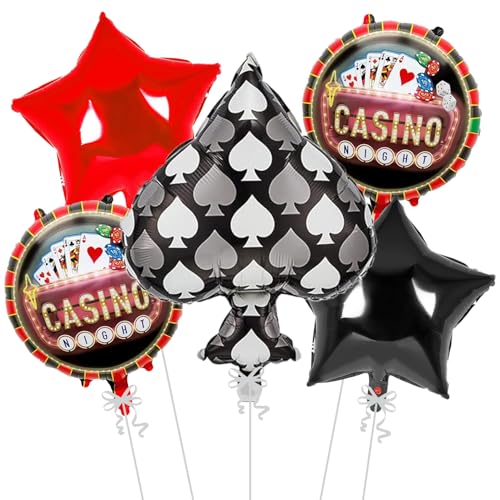 Image of Rozi Decoration Casino Night Foil Balloons Decorations for Happy Diwali Set of 5 Pcs | Casino Decoration Items | Poker Theme Decoration for Men, Women Party Decor | Disco Party Decorations Items