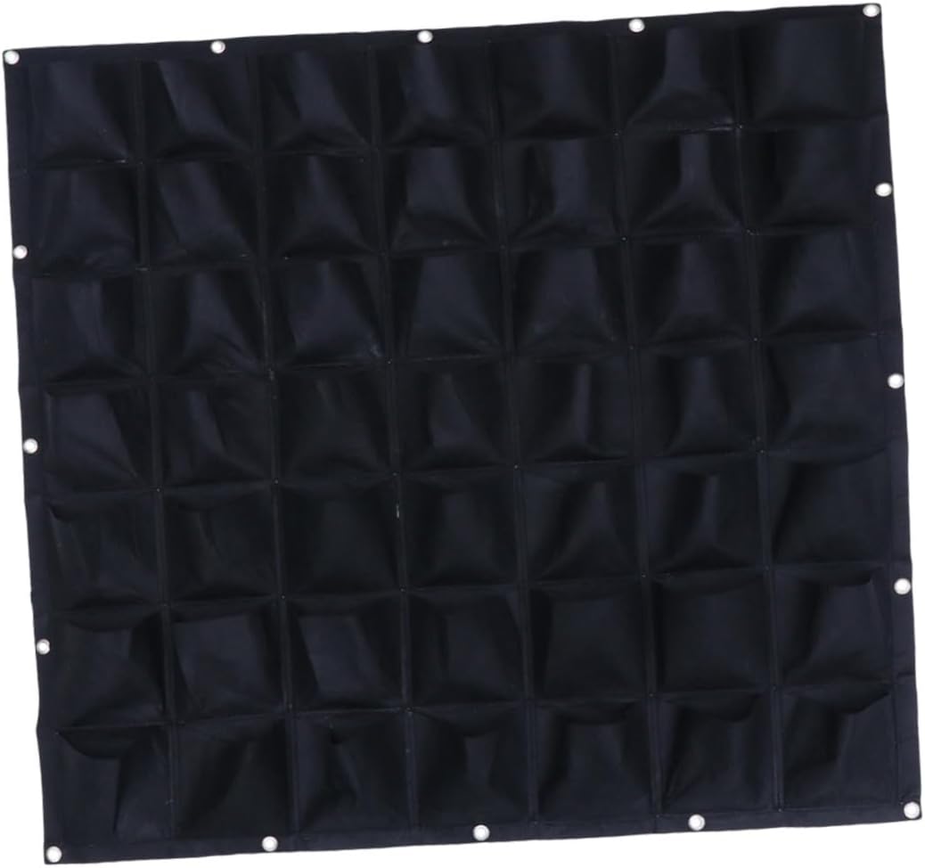 Wall Hanging Plant Bag 49-Pocket Felt Vertical Grow Bag for Outdoor Balcony Garden Nursery Planter Black Non-Woven Fabric