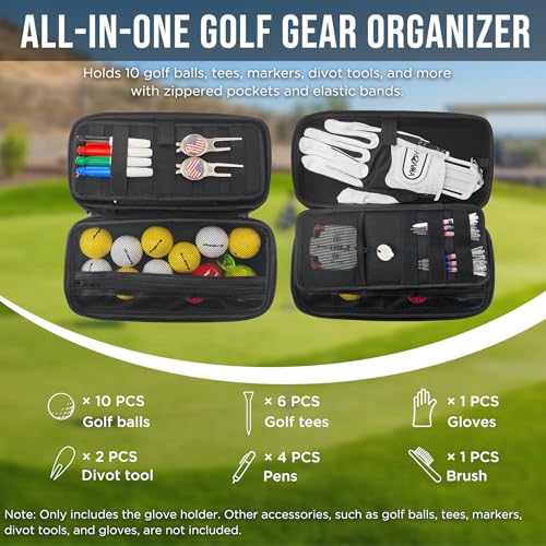 Golf Glove Holder Case with Glove Shaper - Portable Golf Accessories Organizer for Men & Women - Waterproof 900D Nylon, Large Capacity for Balls, Tees, Markers - Ideal Gift - Image 4