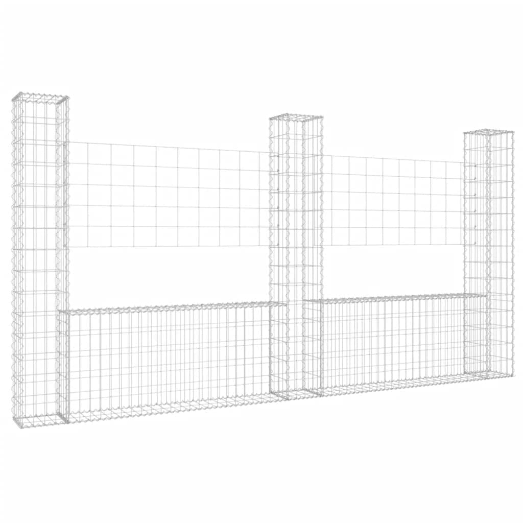 vidaXL U-Shape Gabion Basket with 3 Posts Iron Garden Outdoor Patio Terrace Decor Fence Panel Gabion Wall Wire Fence Fencing Barrier โ image 1