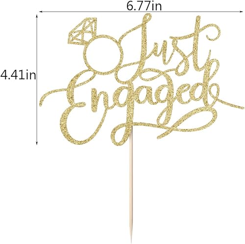 Miniatura 7 de Just Engaged - Decoración de pastel para decoración de fiesta de compromiso, letrero de anillo de compromiso, decoración de pastel de compromiso
