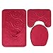 Produktbild Homieco 3er-Set Badteppich aus weichem, saugfähigem Memory-Schaum, rutschfest, mit Toilettendeckel, U-Form, rot
