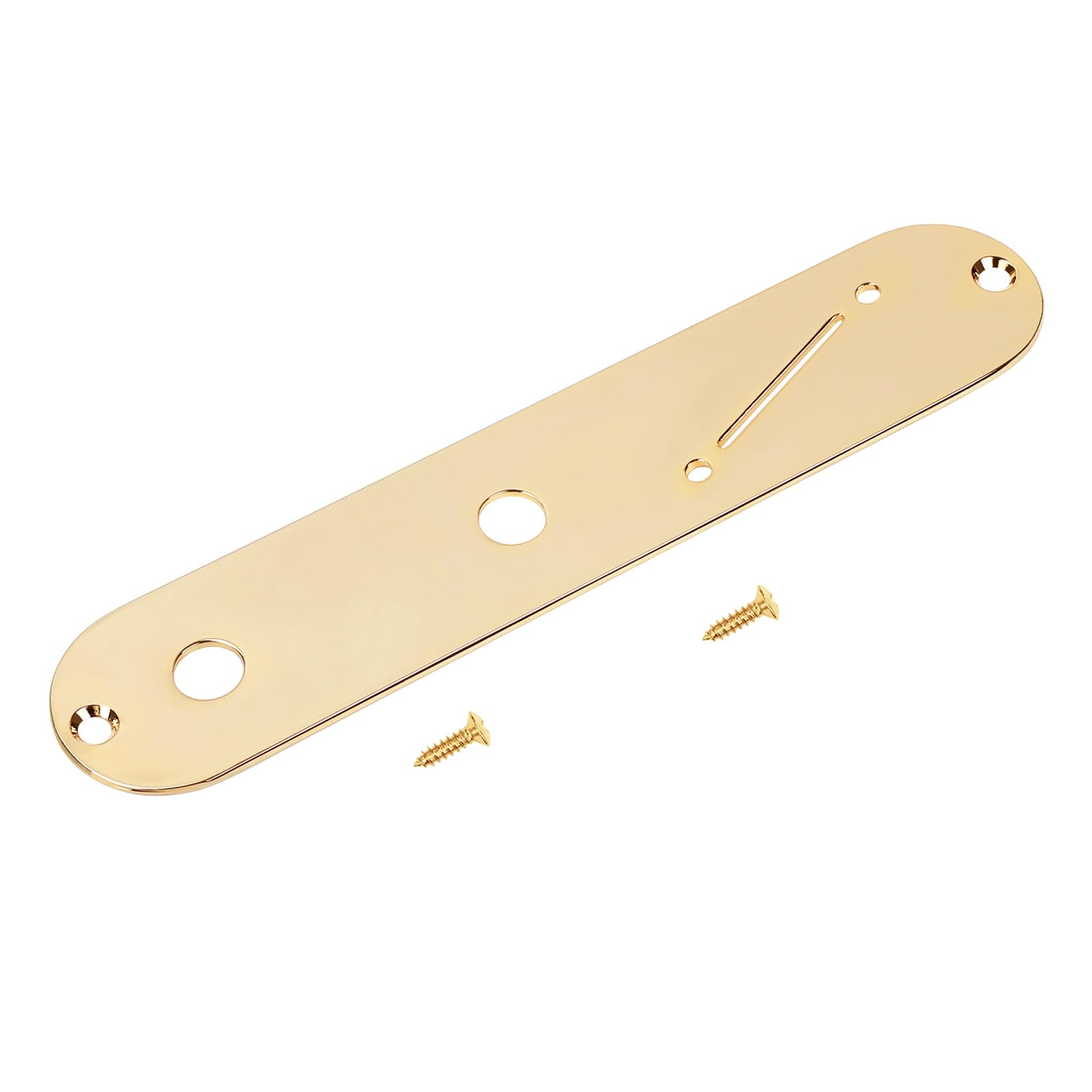Banworks Guitar Control Plate 10mm (25/64") Potentiometer Holes Narrow Pot Hole Spacing and Angled Switch Slot Steel Switch Control Plate for Telecaster Tele Electric Guitar JT/KZB-03 Golden