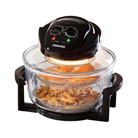 Daewoo SDA1032 Deluxe 17L 1300W Halogen Air Fryer with an Extension Ring- 60min Timer with Self-Cleaning Function - Black Cover
