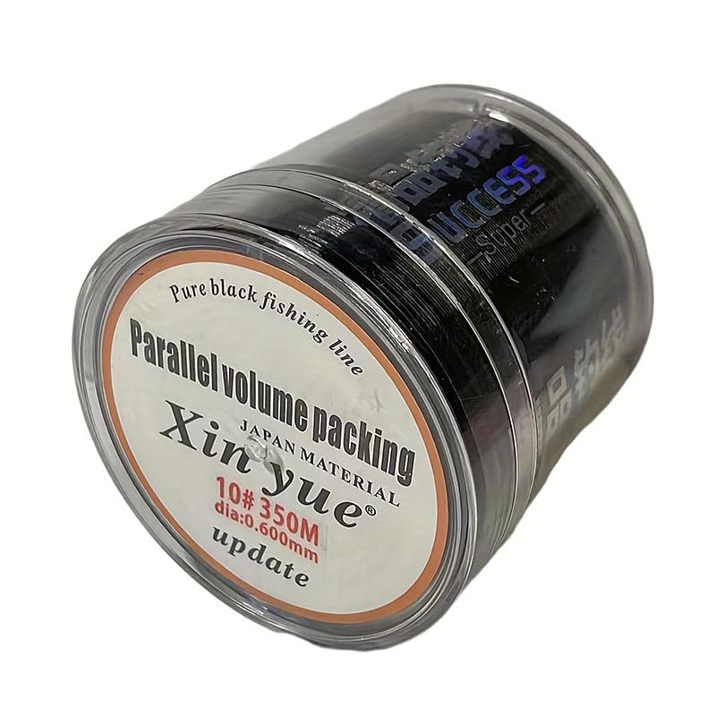 xin yue 10# All Black Core Fishing Line 382 Yards - Medium Stretch High Sensitivity Ultra High Strength Single Strand Nylon Line for Saltwater Freshwater Bait Fishing