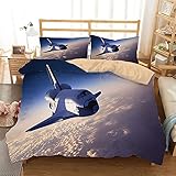 Space Shuttle Atmosphere Earth Duvet Cover Set,Moon Space Kids Girls Duvet Cover Comforter Cover for