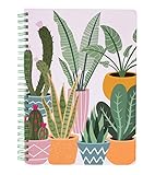 Steel Mill & Co Cute Pink Mini Spiral Notebook, 8.25" x 6.25" Journal with Durable Hardcover and 160 Lined Pages, Succulent