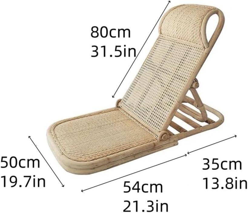 Natural Rattan Pool Lounge Chairs, Portable Tanning Chair, Outdoor Lounge Chairs with Adjustable Backrest, Folding Beach Chair for Adults, Chaise Lounge for Beach, Swimming Pool, Deck