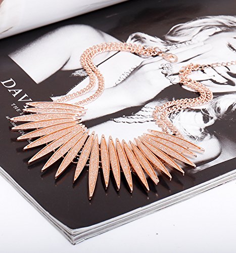 Moloch Sparkling Druzy Leaf Choker Necklace Fashion Rose Gold-Tone Collar Necklace Bib Statement Chunky Tribal Necklace Woman Jewelry (Rose Gold) #TOP6