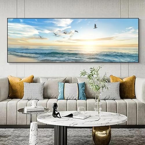 Affiches pour la maison mer lever du soleil BIEMBI déco murale salon 30x90