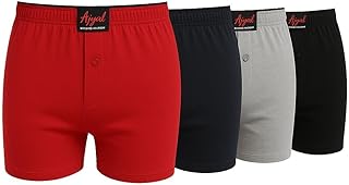 شورت بوكسر قطني للرجال من اجيال، عبوة من 4 قطع، لون أحمر وكحلي ورمادي وأسود