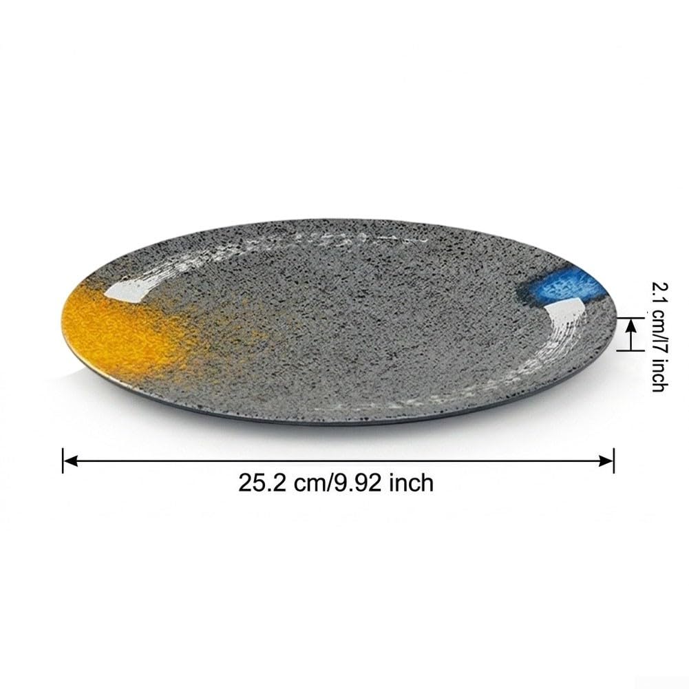 Juego de 4 platos de melamina redondos grises, irrompibles, ligeros, para restaurante o hogar, 17-30 cm (25,2 cm)