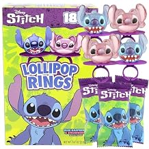 Lilo and Stitch Party Favors, Individually Wrapped Lollipop Rings, Cake and Cupcake Toppers, Box of 18