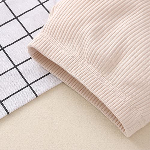 Mercatoo Calças leggings de inverno para bebês recém-nascidos meninas patchwork com nervuras sólidas