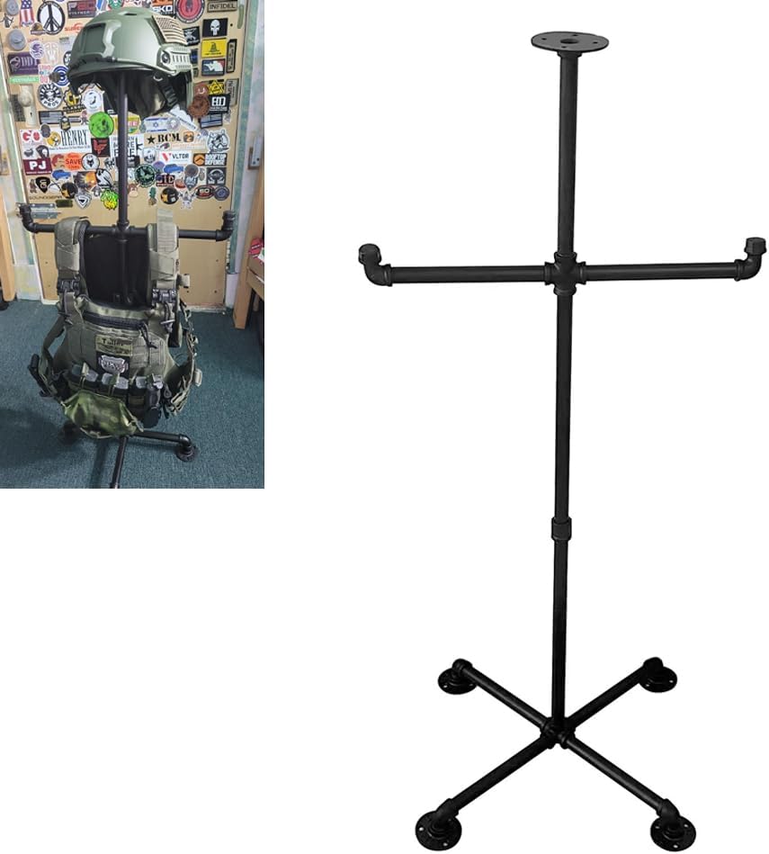 Body Armor Stand Stand for Vest Iron Body Armor Weighted Vest Stand Helmet Vest Display Rack Military Gear Holder for Police and Duty Gear Rack - Securely Store and Display Your Tactical Vest